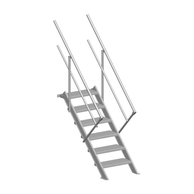 escalier à inclinaison variable sur fond blanc